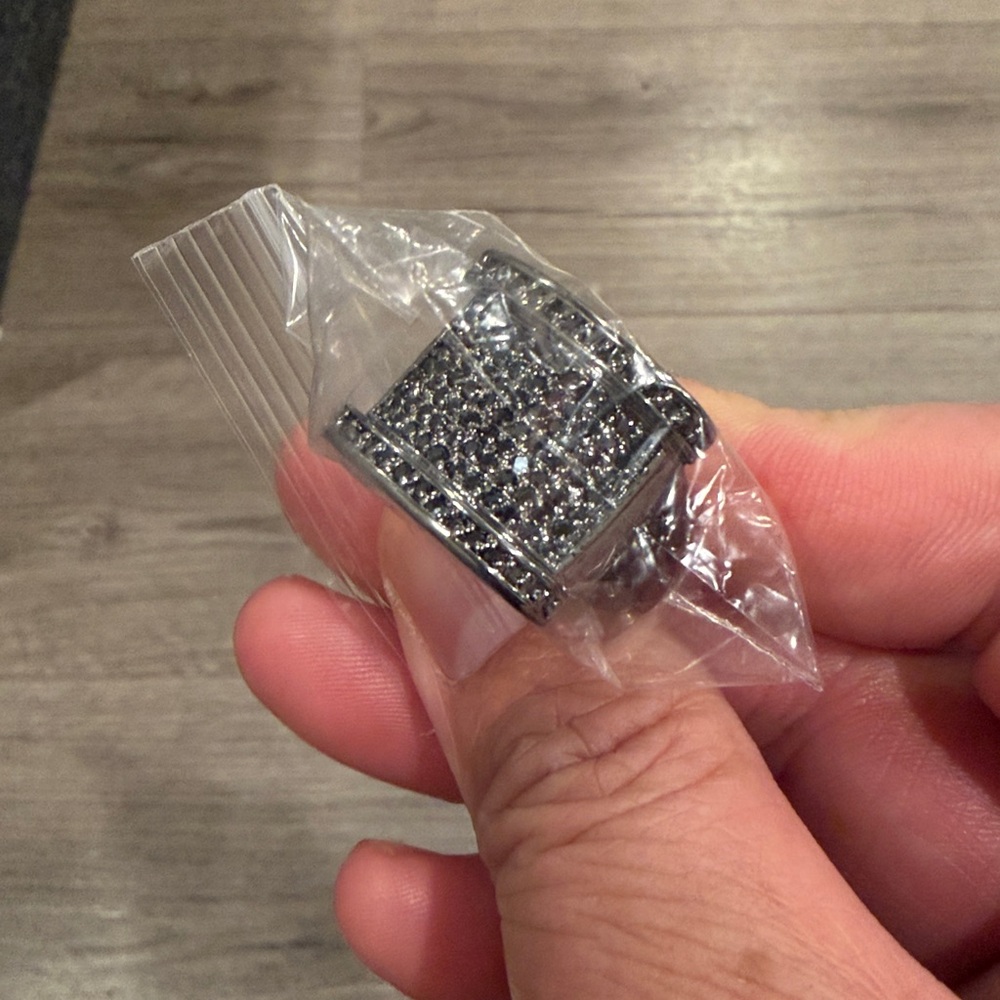 Black Bling Bling Ring Cubic Zirconium CZ Size 11